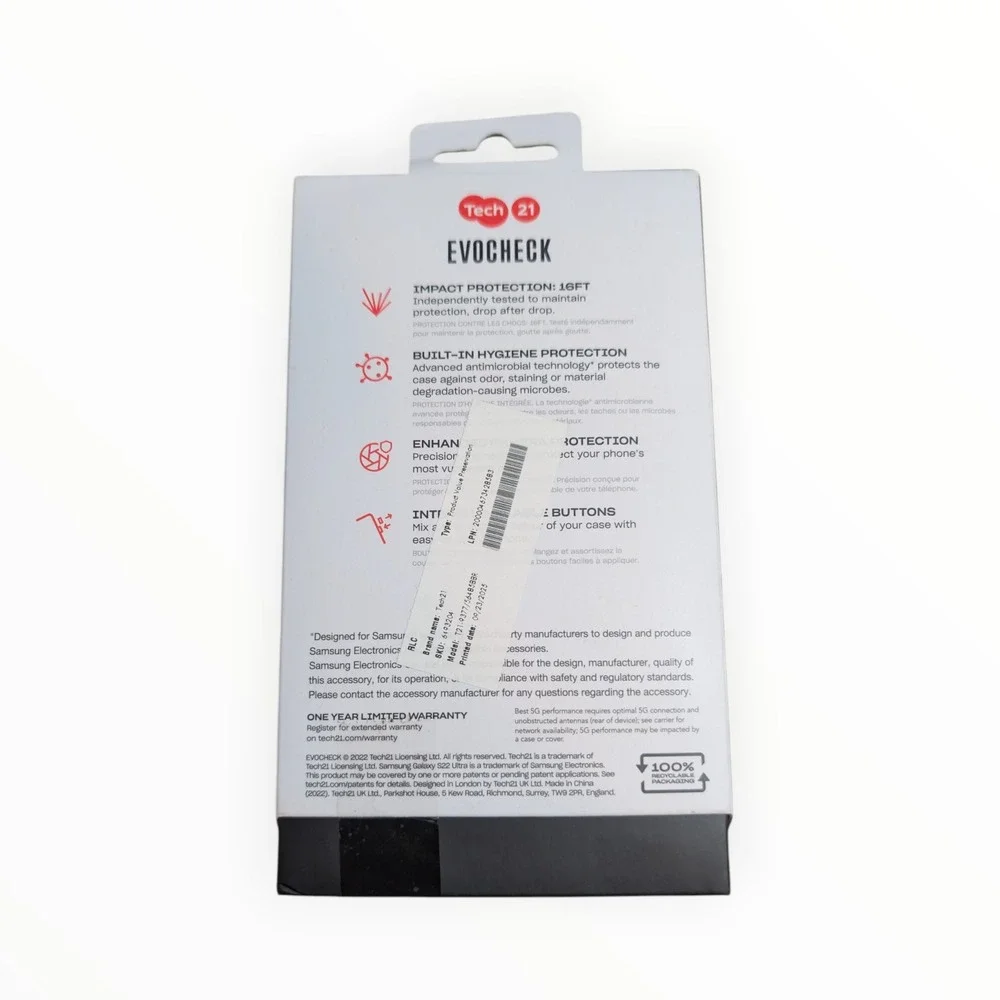 i7-O Tech21 Evo Check Case for Samsung Galaxy S22 Ultra -‎ Smokey Black